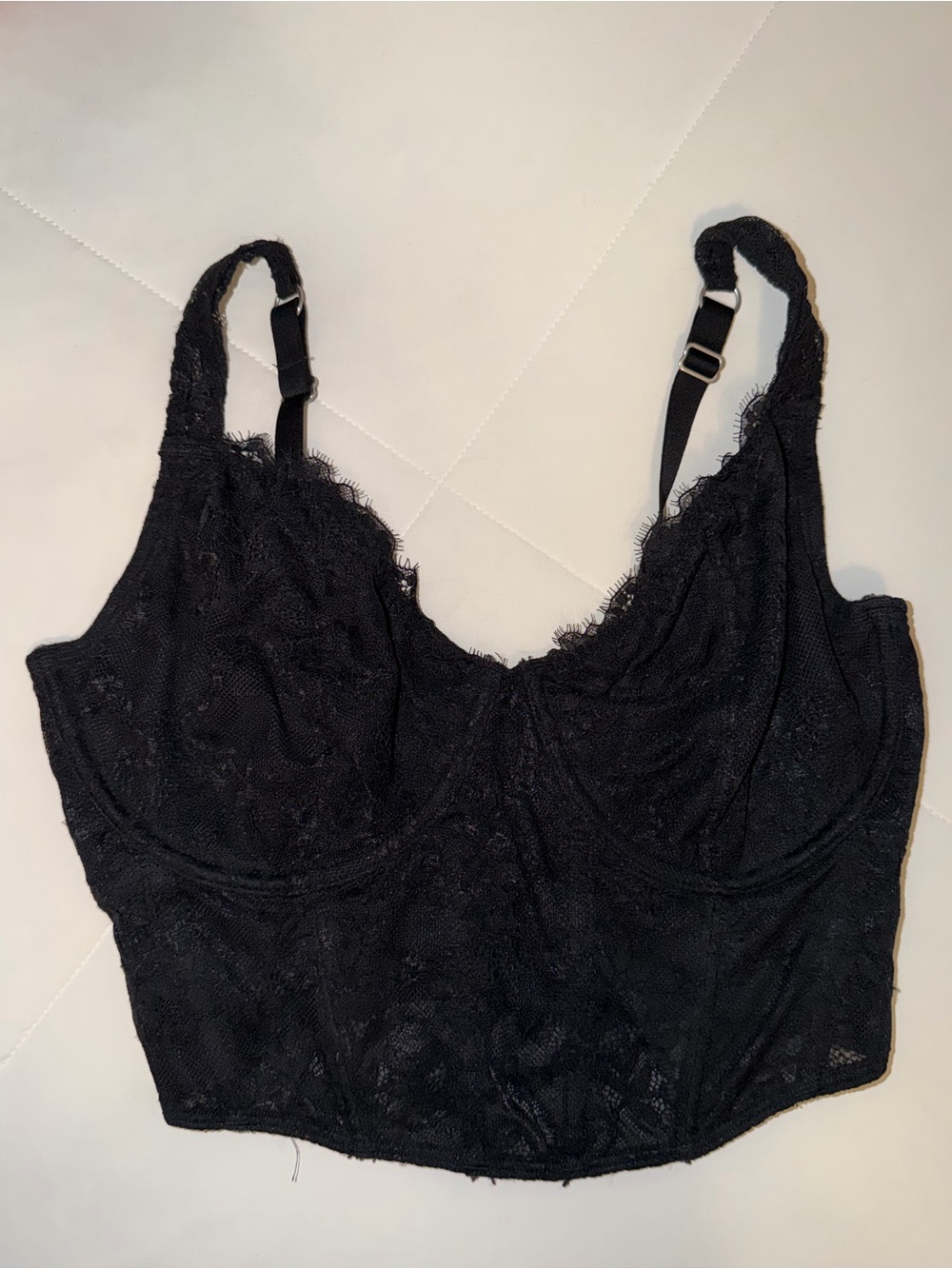 Black Lace Longline Bra Top